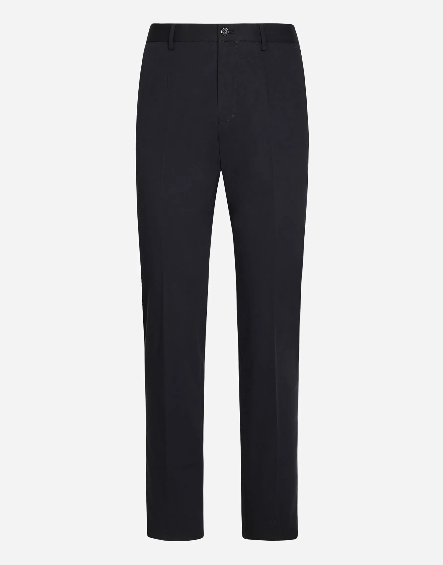 Stretch cotton pants with branded tag