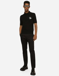 Stretch cotton pants with DG hardware
