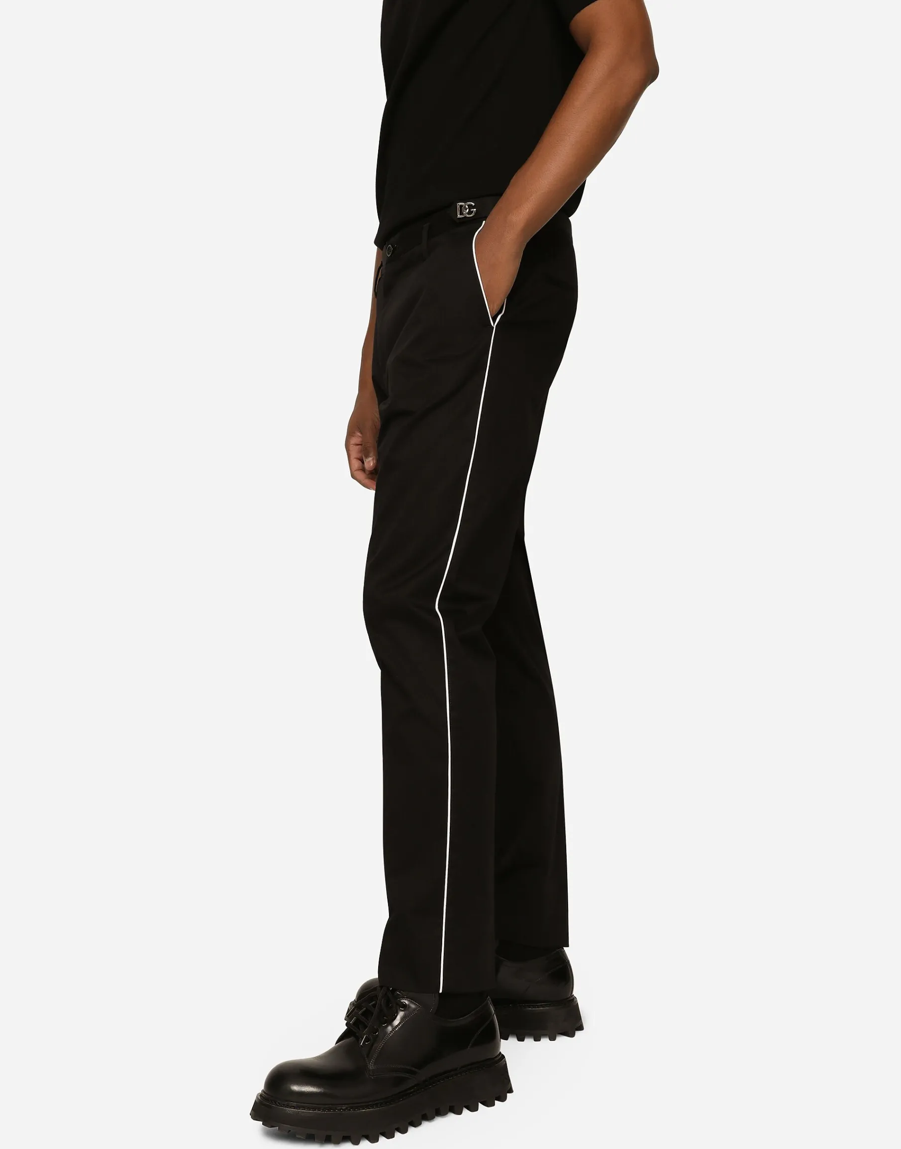 Stretch cotton pants with DG hardware