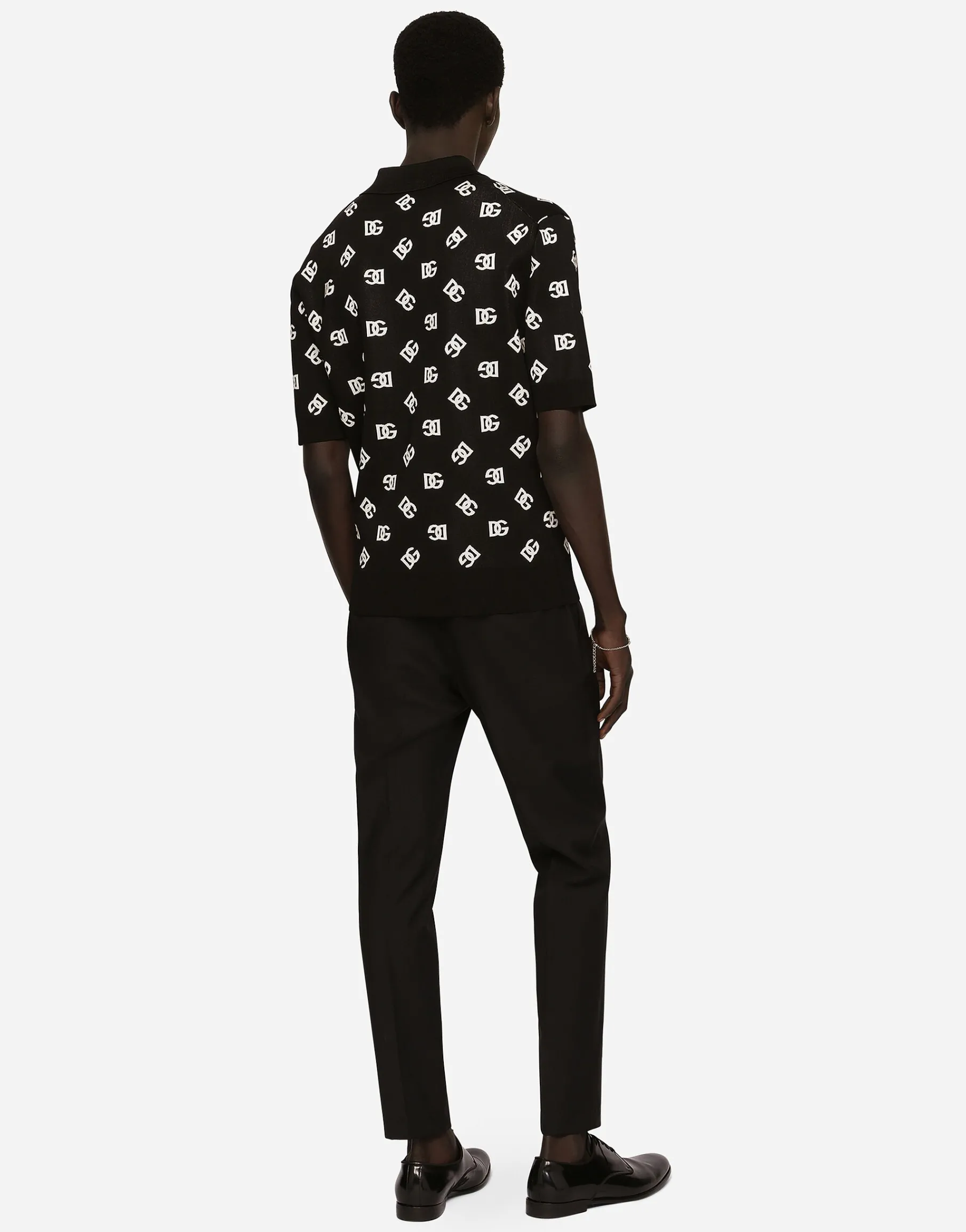 Stretch cotton pants with DG embroidery