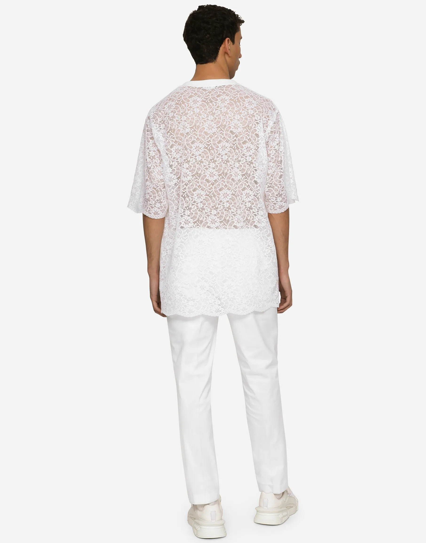 Stretch cotton pants with DG patch