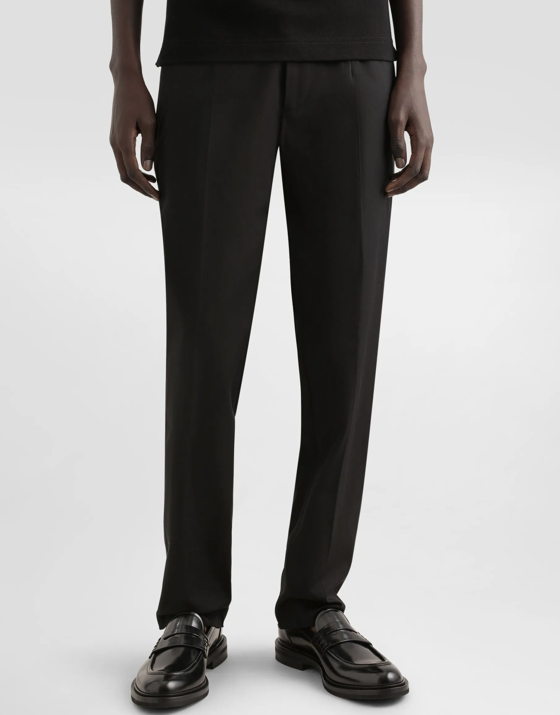 Stretch cotton pants with branded tag