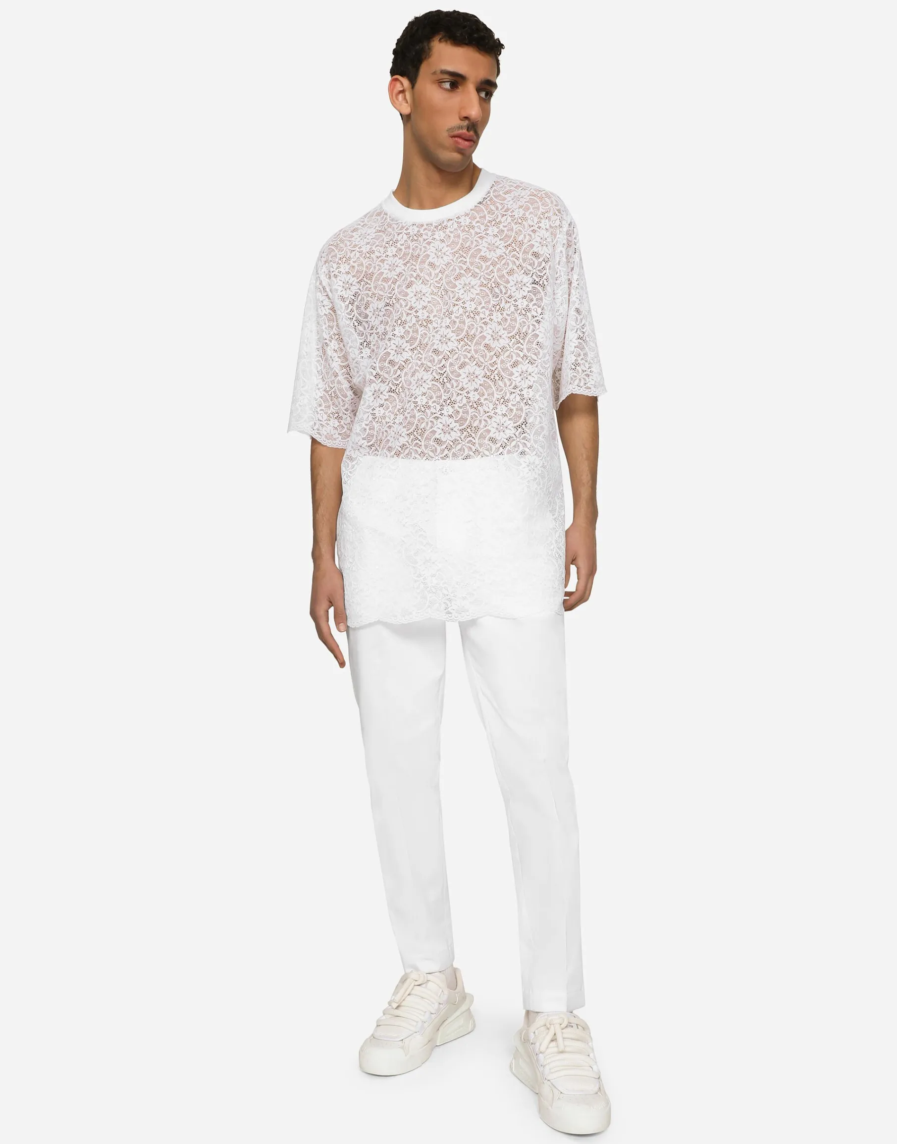 Stretch cotton pants with DG patch