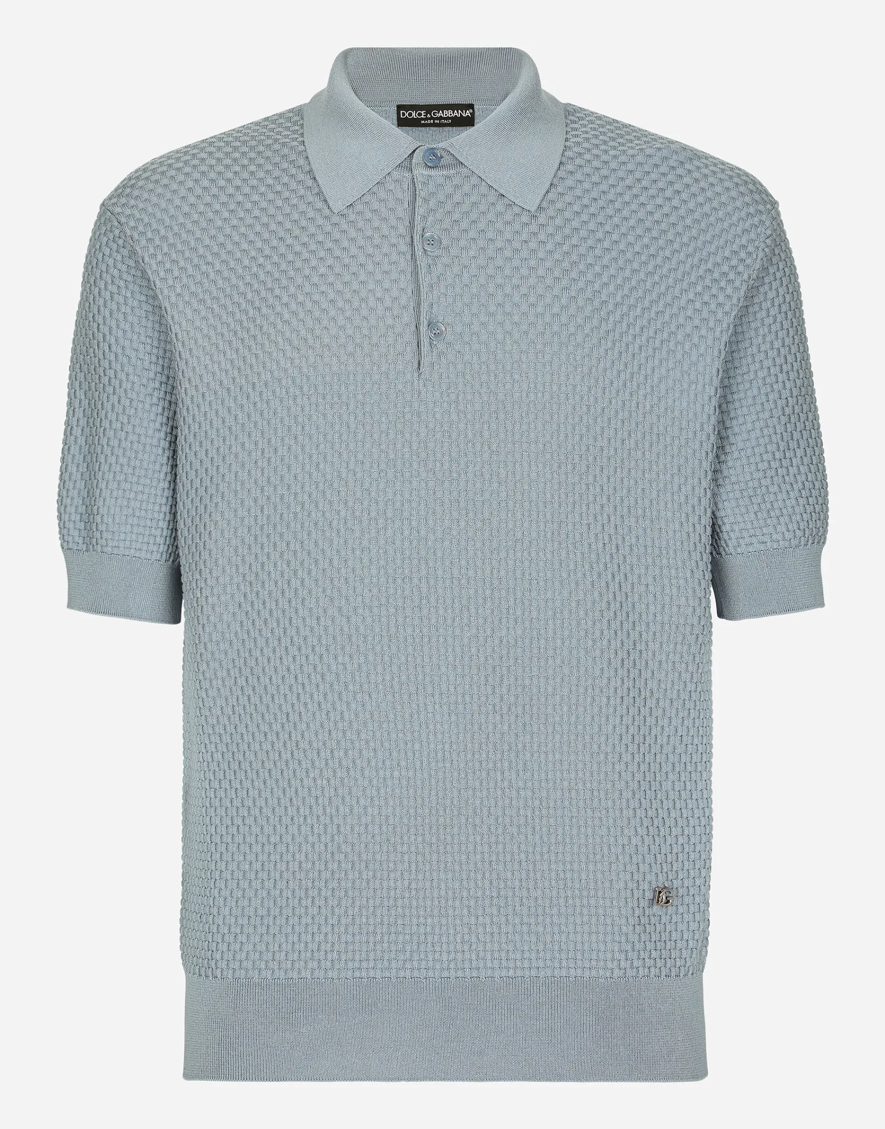 Stretch cotton polo-shirt with DG hardware
