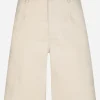 Stretch cotton shorts with branded tag