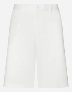 Stretch cotton shorts with branded tag