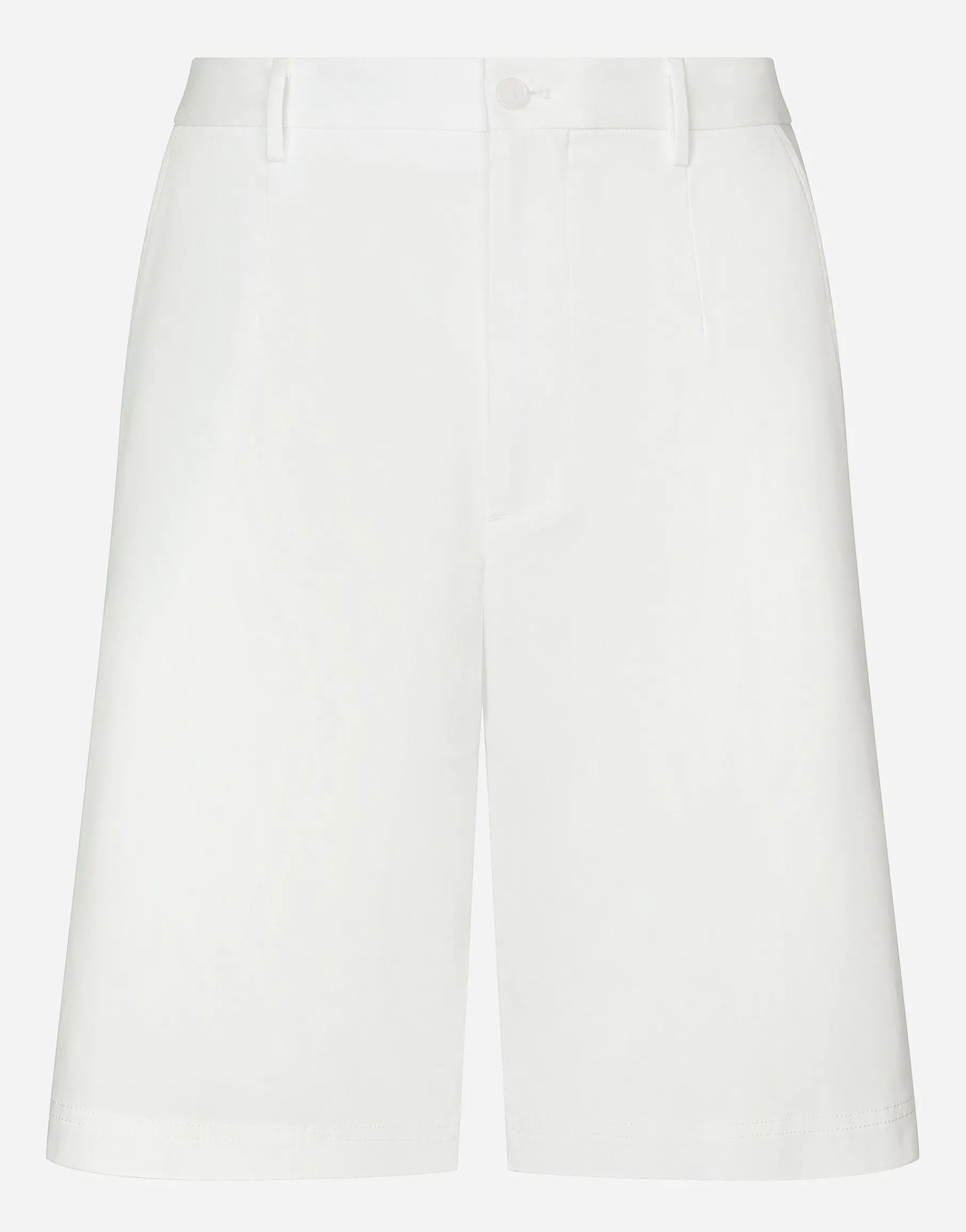 Stretch cotton shorts with branded tag
