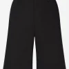 Stretch cotton shorts with branded tag
