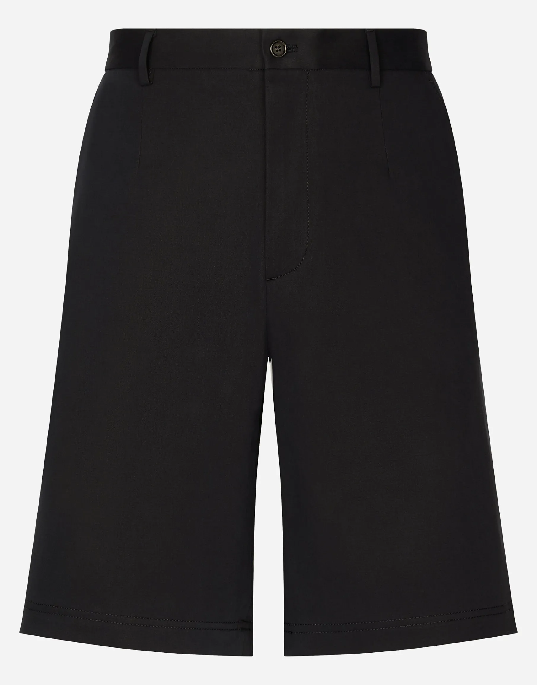 Stretch cotton shorts with branded tag