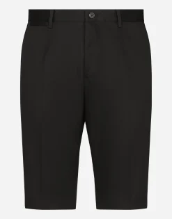 Stretch cotton shorts with DG embroidery