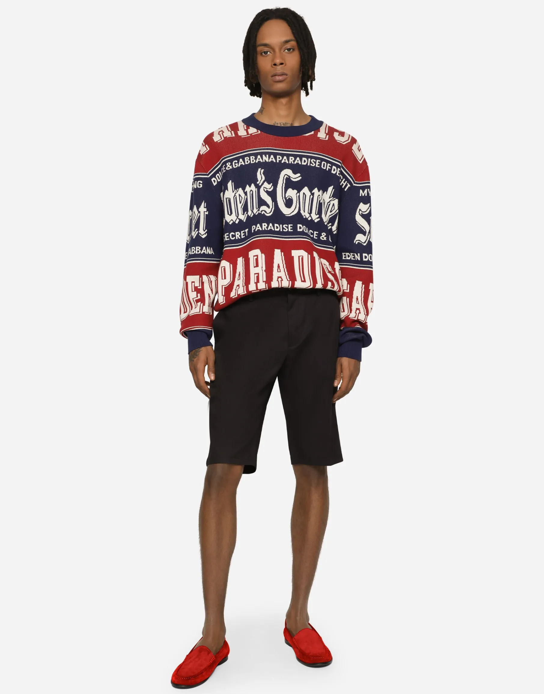 Stretch cotton shorts with DG embroidery