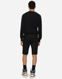 Stretch cotton shorts with DG patch