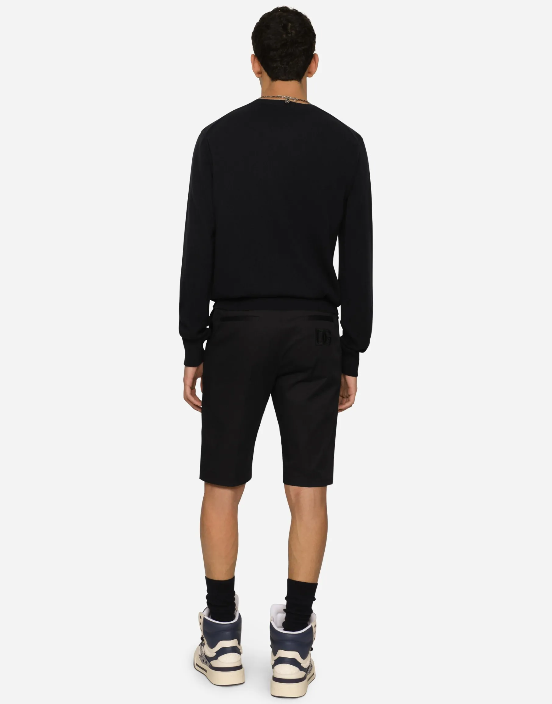 Stretch cotton shorts with DG patch