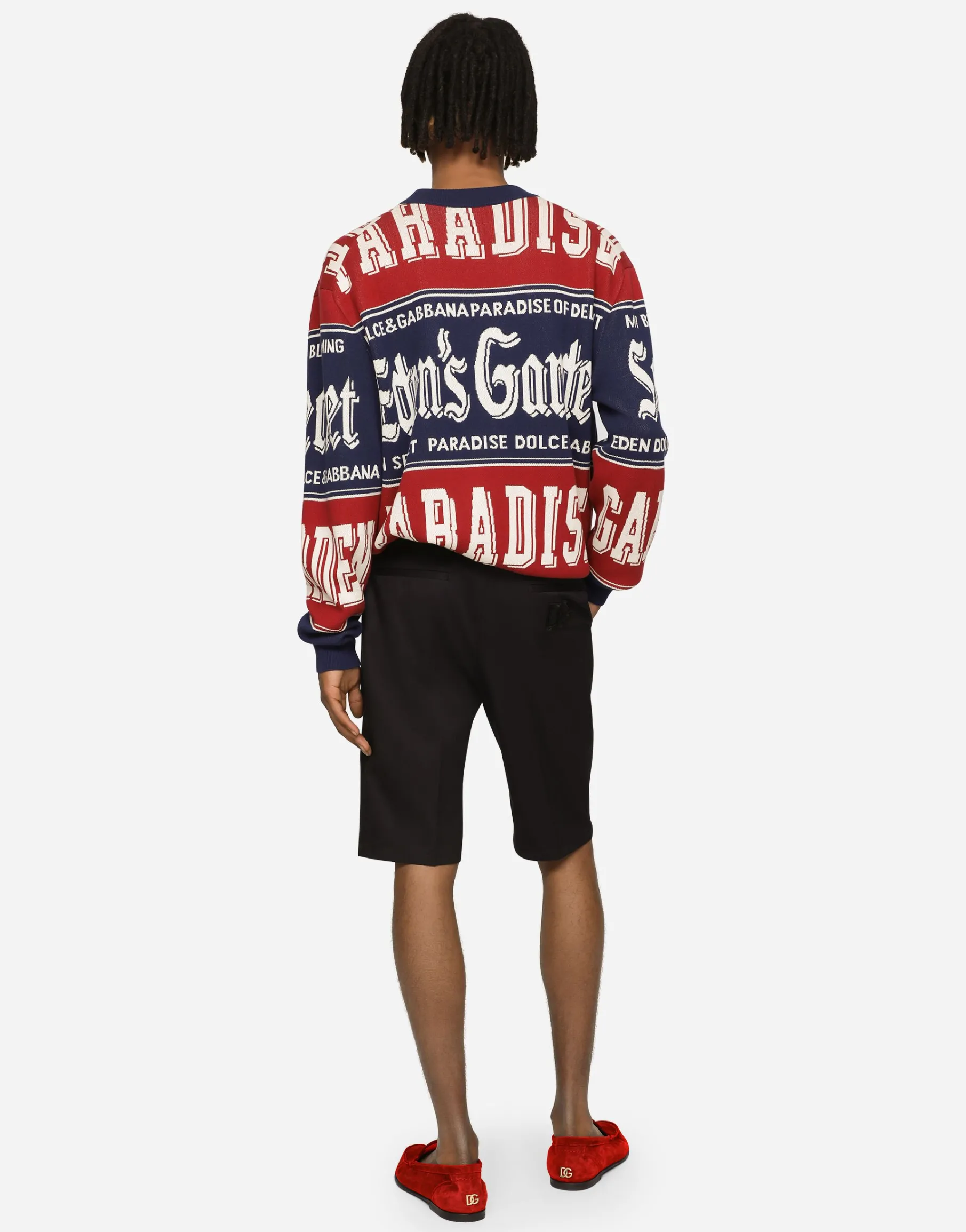 Stretch cotton shorts with DG embroidery