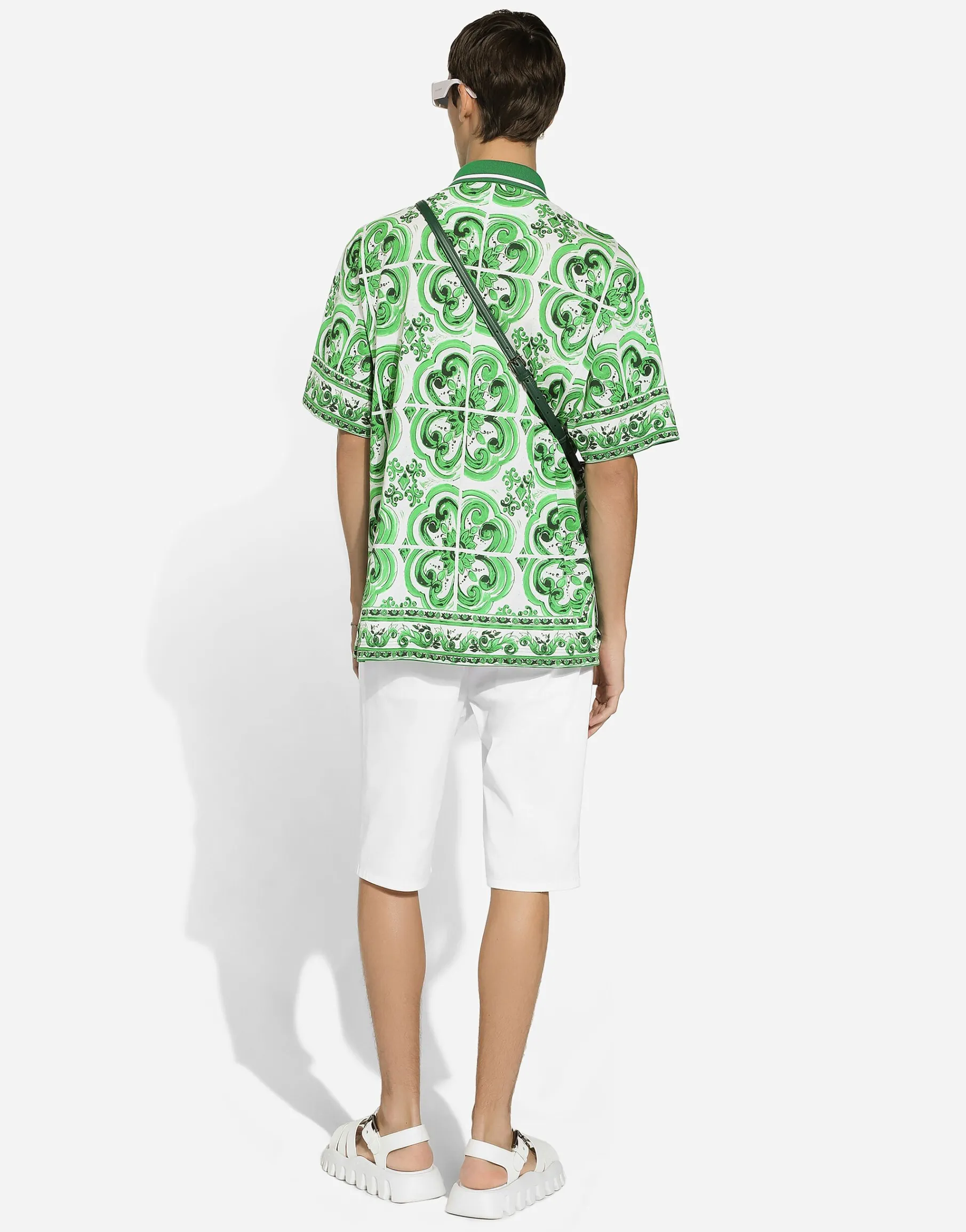 Stretch cotton shorts with DG patch