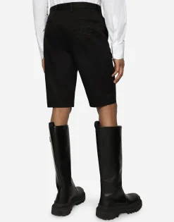 Stretch cotton shorts with DG patch