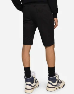 Stretch cotton shorts with DG patch