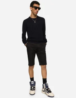 Stretch cotton shorts with DG patch
