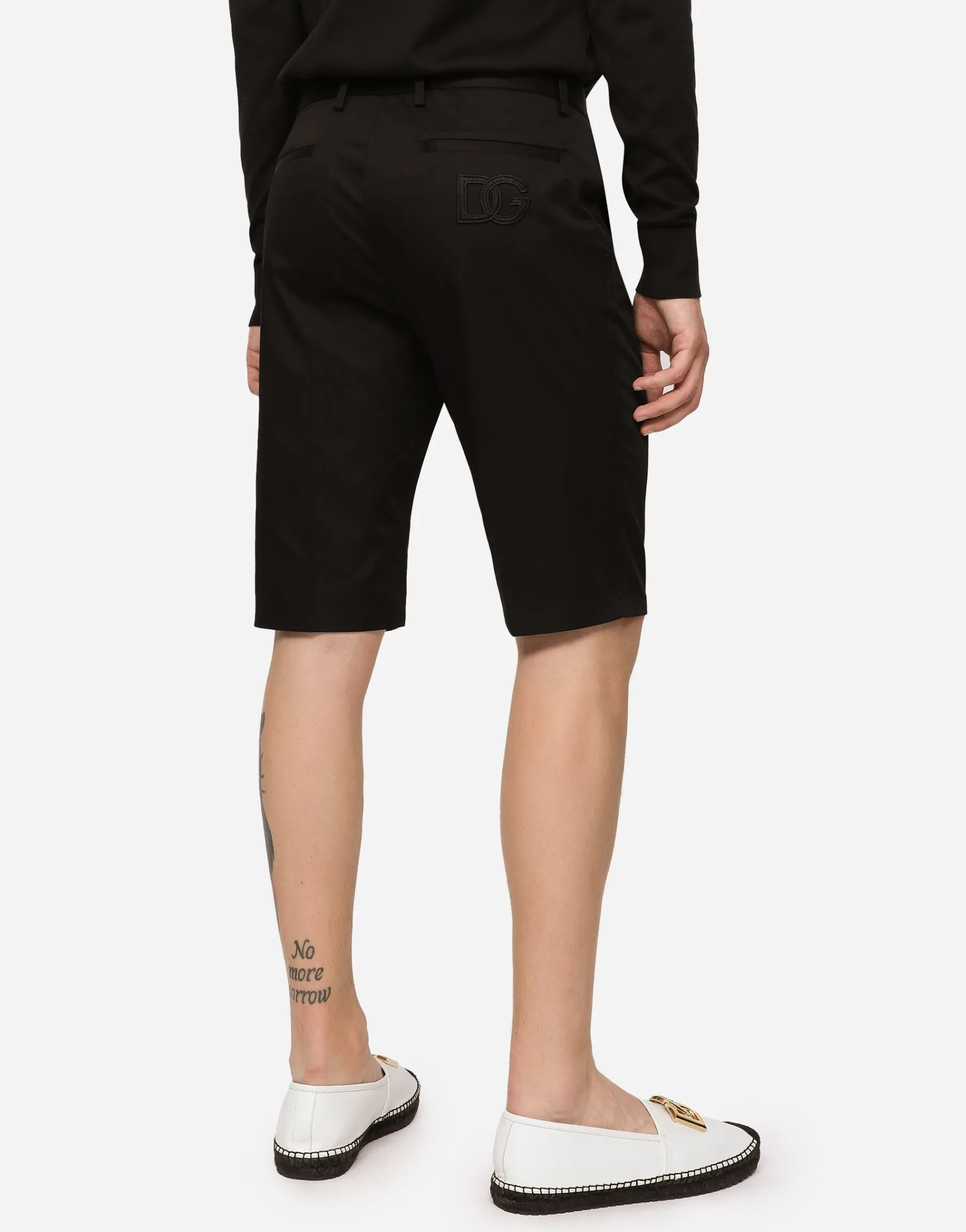 Stretch cotton shorts with DG embroidery