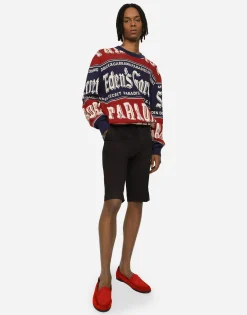 Stretch cotton shorts with DG embroidery
