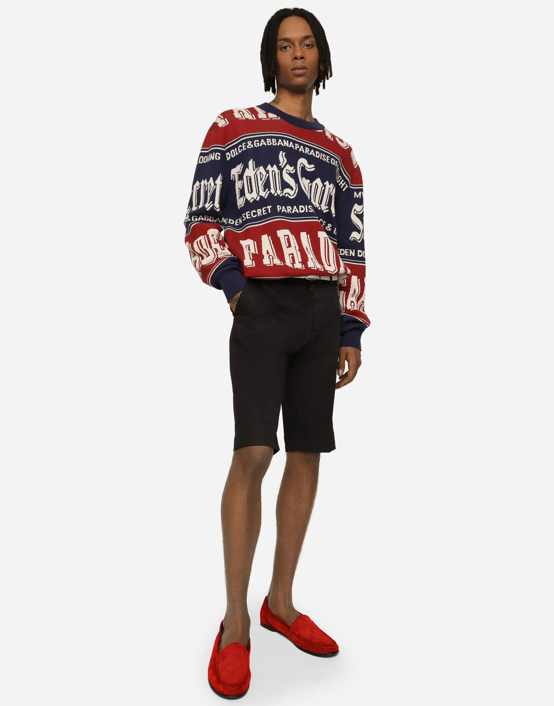 Stretch cotton shorts with DG embroidery