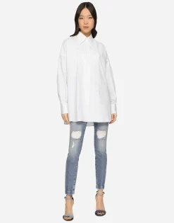 Stretch denim Audrey jeans with rips