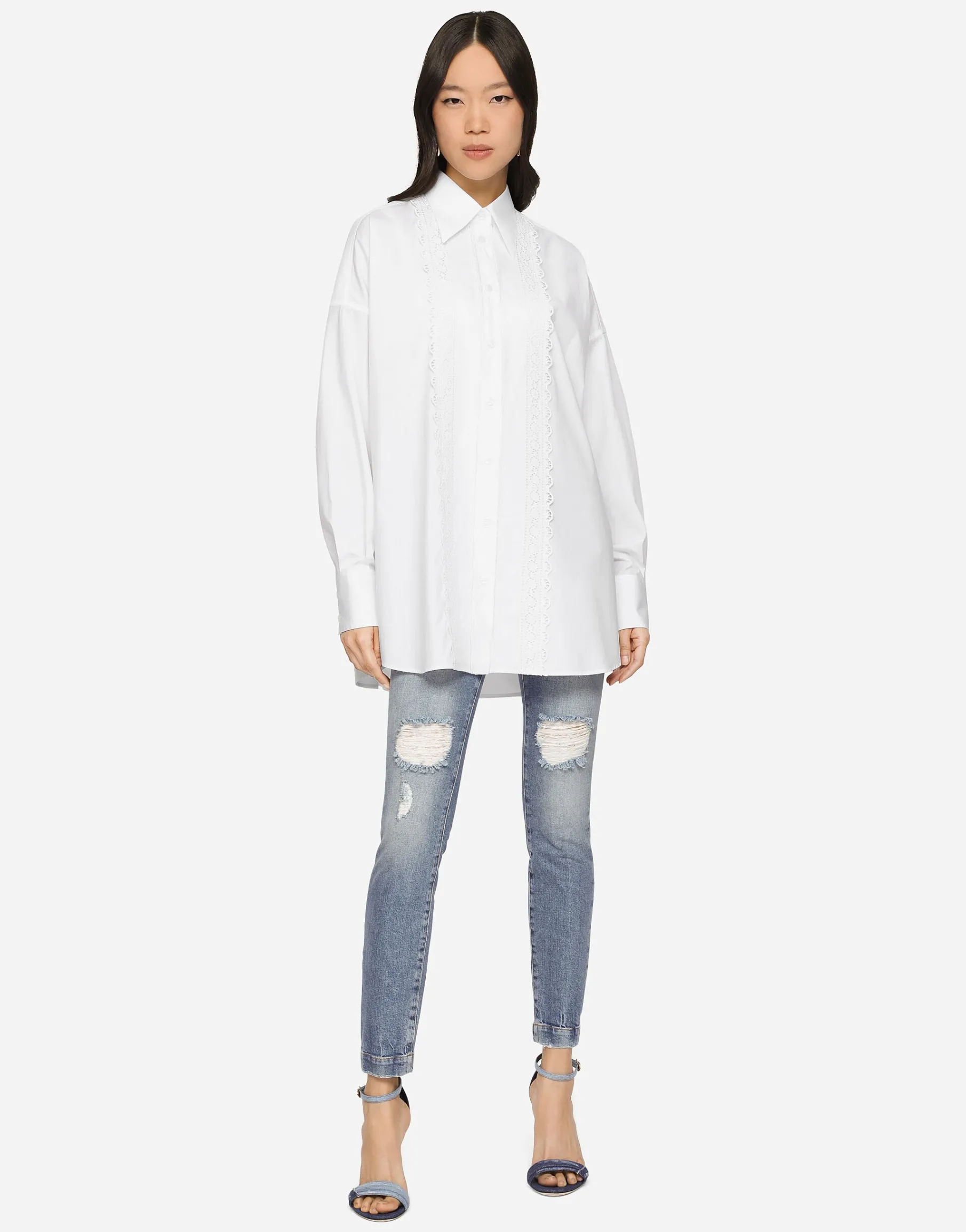 Stretch denim Audrey jeans with rips