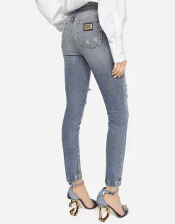 Stretch denim Audrey jeans with rips