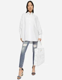 Stretch denim Audrey jeans with rips