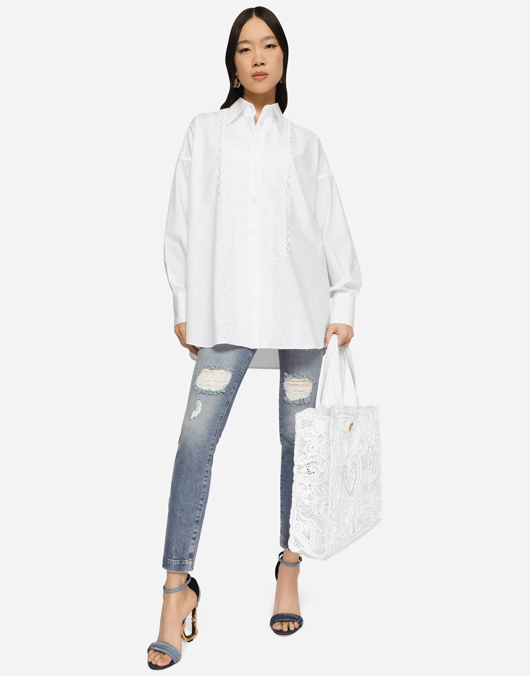 Stretch denim Audrey jeans with rips
