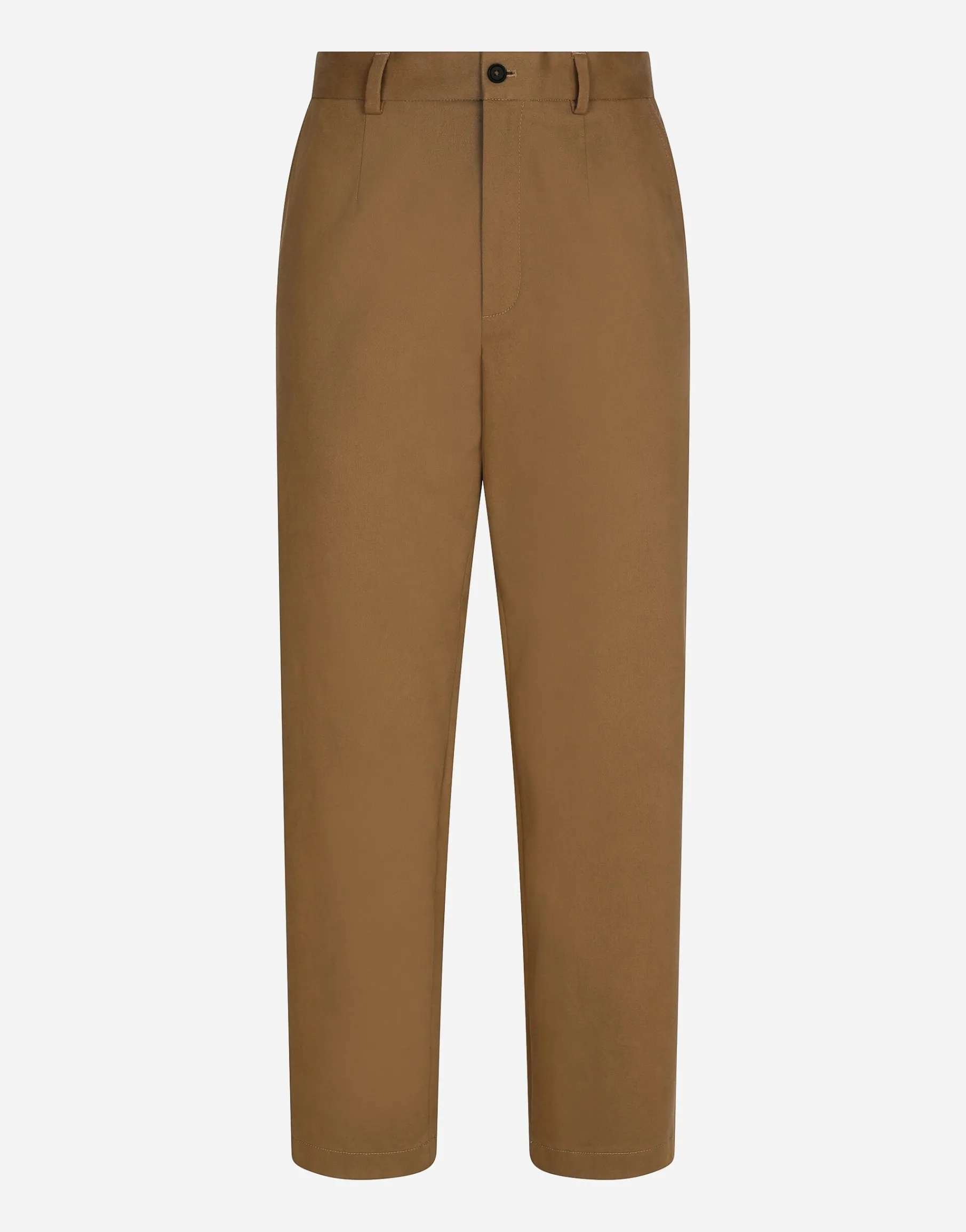 Stretch drill pants with logo label