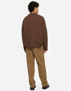 Stretch drill pants with logo label