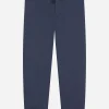Stretch gabardine pants with logo tag