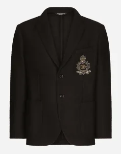 Stretch jersey jacket with heraldic patch