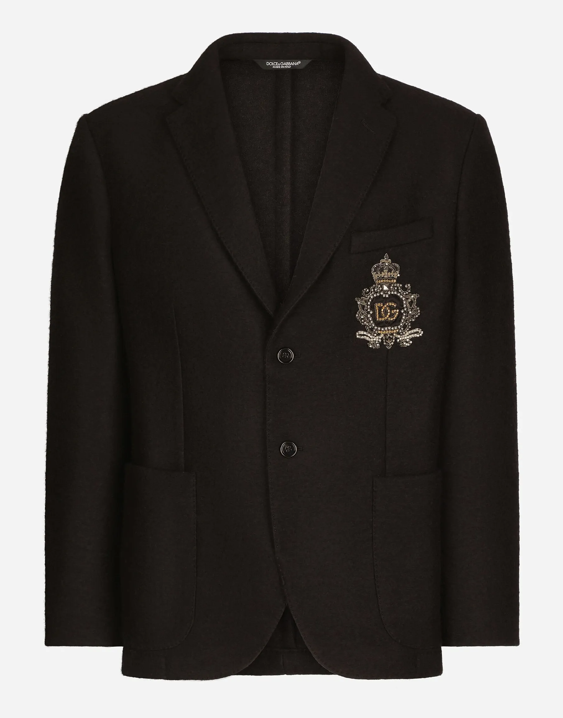 Stretch jersey jacket with heraldic patch