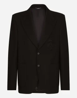 Stretch jersey jacket with heraldic patch