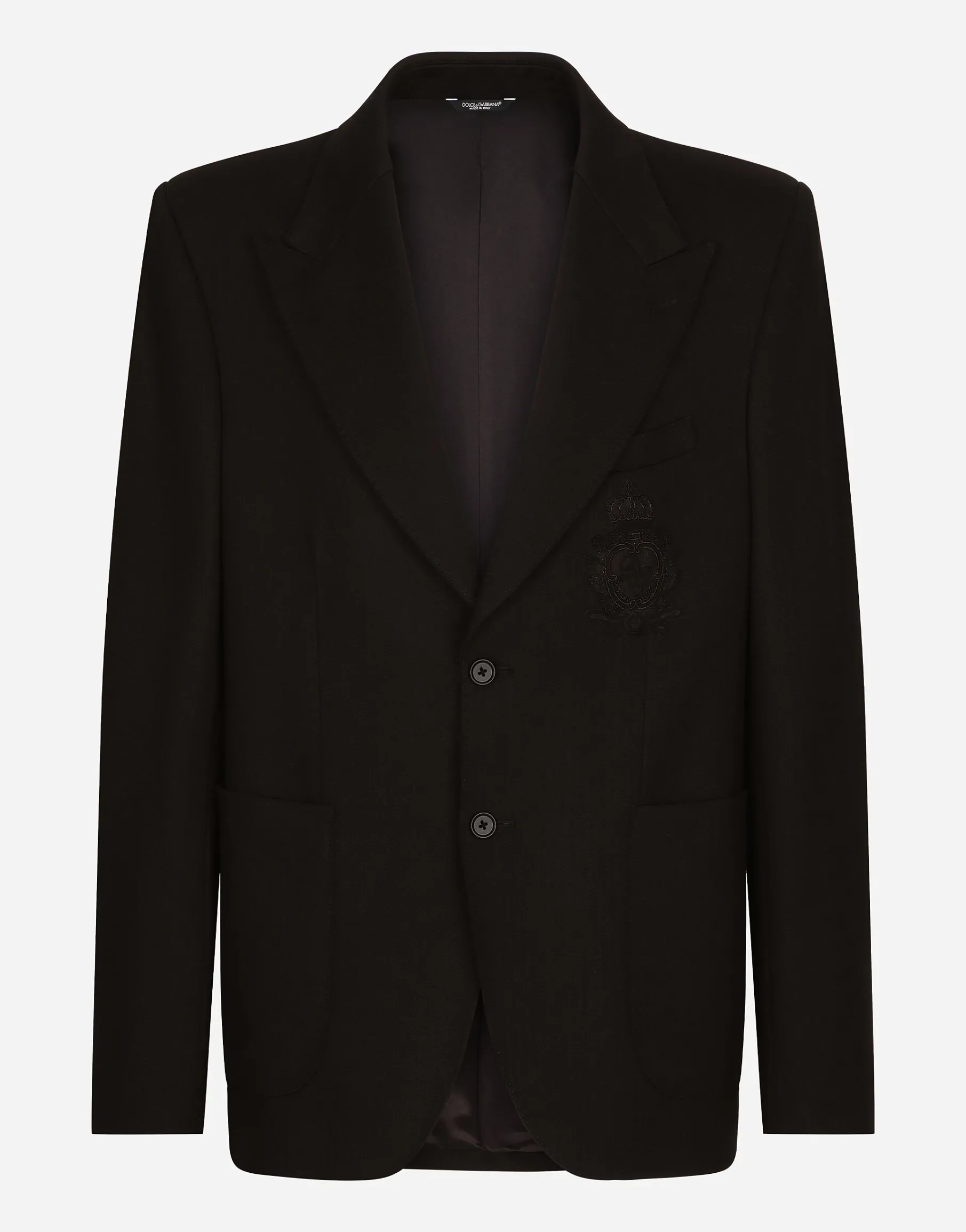Stretch jersey jacket with heraldic patch