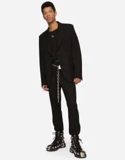 Stretch jersey jacket with heraldic patch