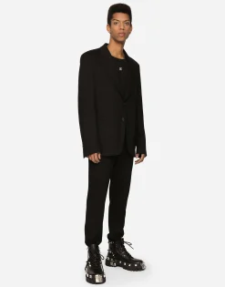 Stretch jersey jacket with heraldic patch