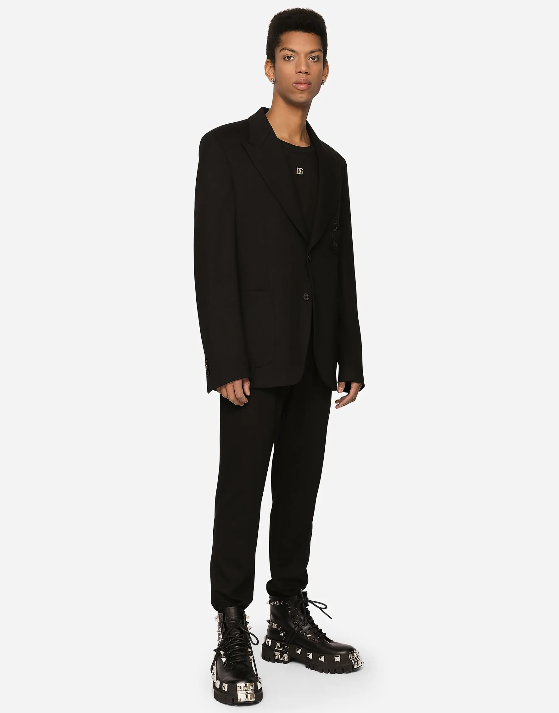 Stretch jersey jacket with heraldic patch
