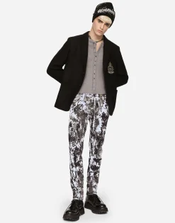 Stretch jersey jacket with heraldic patch