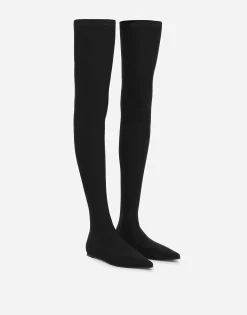 Stretch jersey thigh-high boots