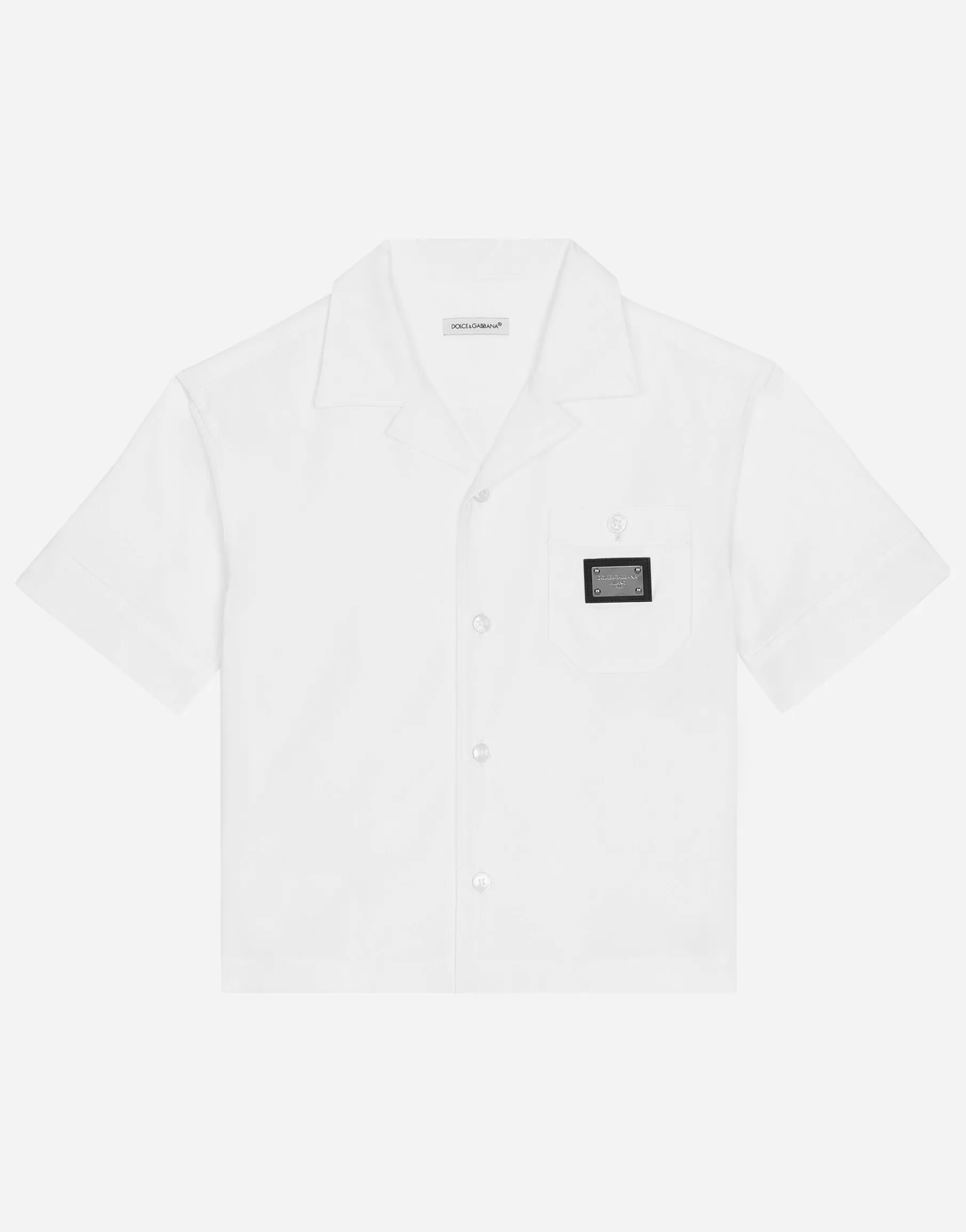 Stretch poplin shirt with logo tag