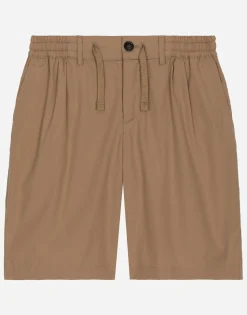 Stretch poplin shorts with logo tag