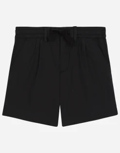 Stretch poplin shorts with logo tag