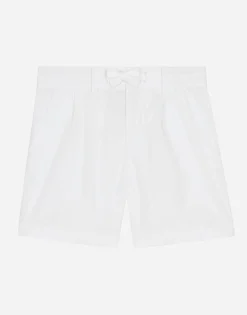 Stretch poplin shorts with logo tag