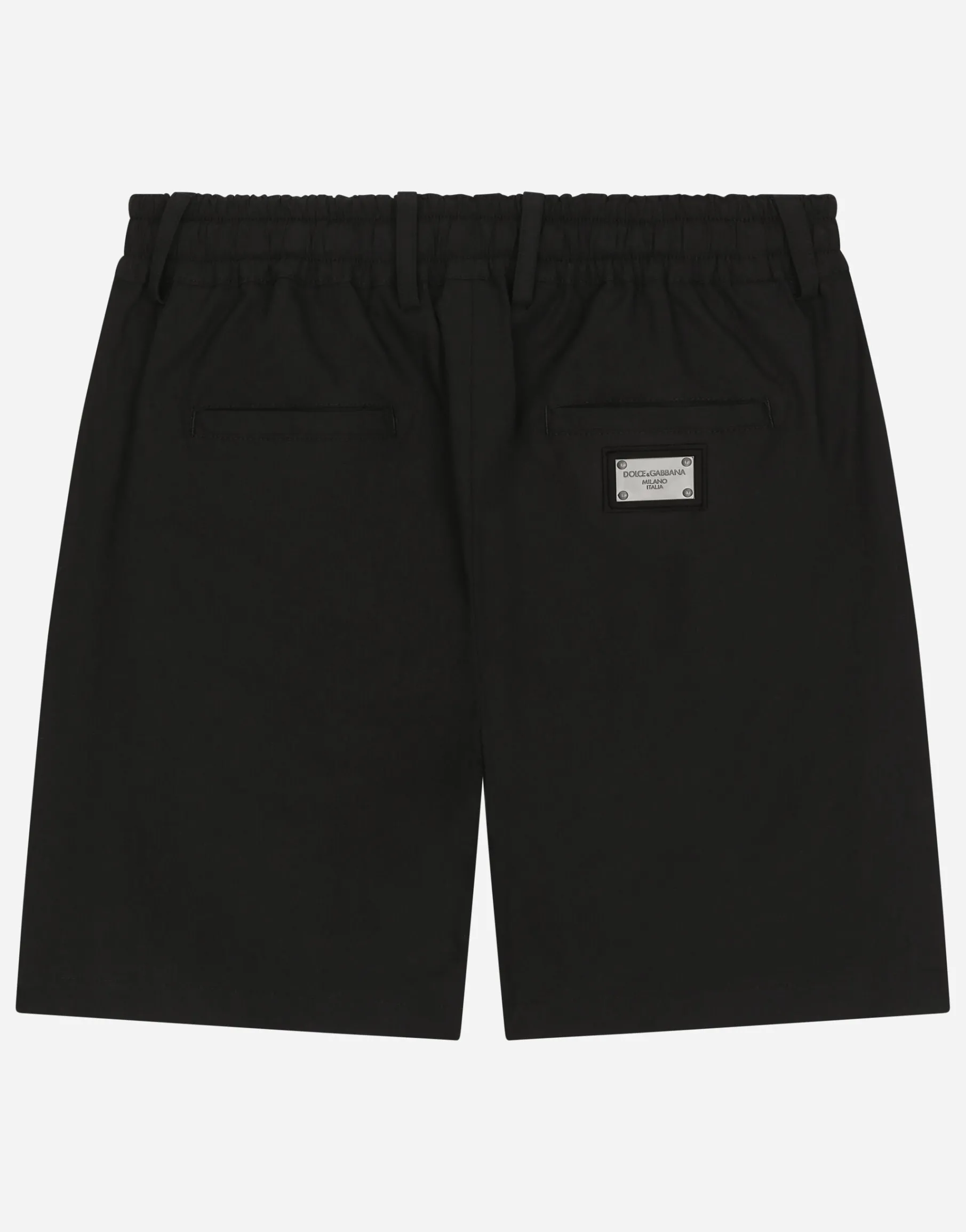 Stretch poplin shorts with logo tag