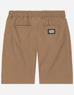 Stretch poplin shorts with logo tag