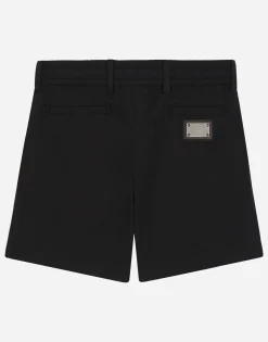 Stretch poplin shorts with logo tag