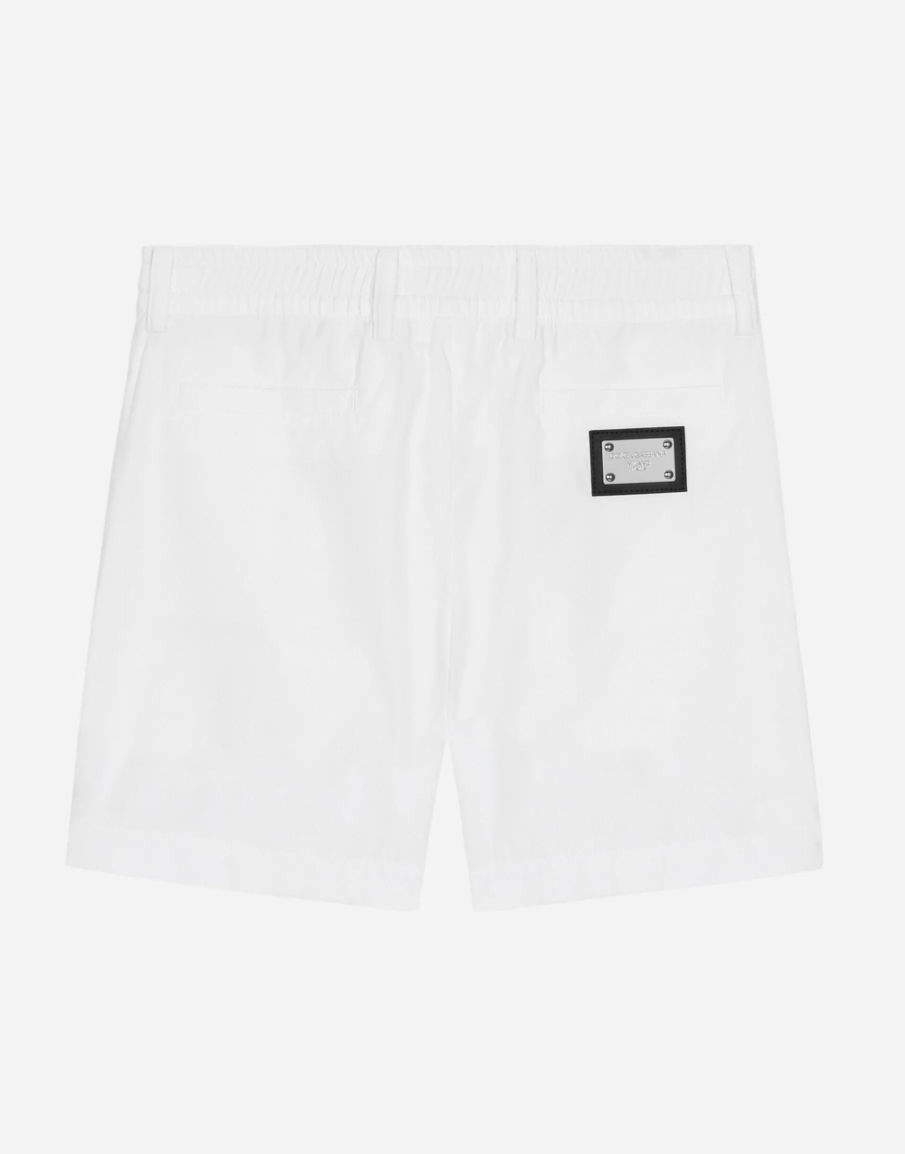 Stretch poplin shorts with logo tag